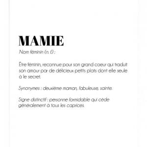 Affiche définition Mamie - Poster idéale pour faire un cadeau à sa mamie