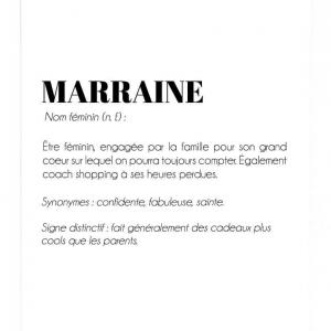 Affiche définition Marraine - idéale pour offrir en cadeau à sa marraine