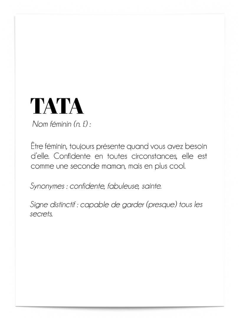 Affiche définition tata idéale pour offrir un cadeau à sa tante