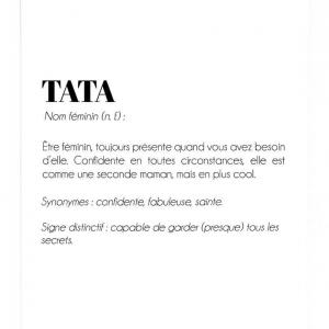 Affiche définition tata idéale pour offrir un cadeau à sa tante